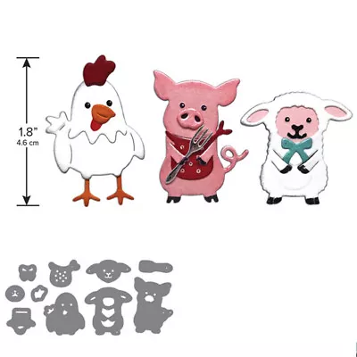 Chicken Pig And Lamb Metal Cutting Dies For DIY Scrapbooking Embossing Cards • £3.83