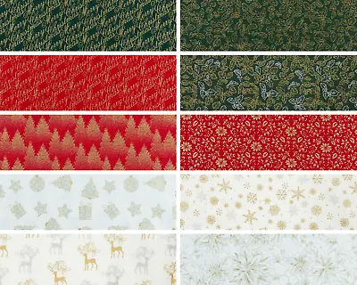 $7 • Buy Variety Of Christmas Fabrics Red White Green  Metallic Gold Silver 20+ Patterns