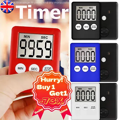 LCD Display Digits Timer Count Down Up Clock Loud Alarm Magnetic For Cooking • £3.06