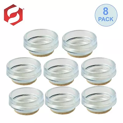£4.99 • Buy 8x Clear CASTOR CUPS Felt Furniture Leg Feet Floor Protector Caster ANTI SCRATCH
