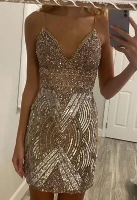 Pre Owned Sherri Hill Homecoming Sequence Gold And Silver Dress 0 • $240