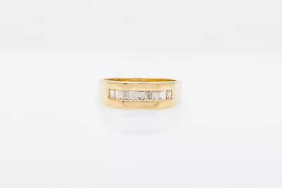 Designer $3400 1ct VS F Baguette Diamond 14k Yellow Gold Mens Band Ring 8g • $750