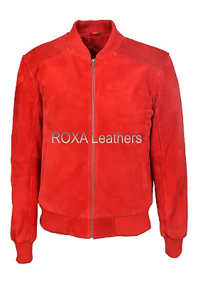 Men's Genuine Suede Real Leather Jacket Biker Motorcycle Outwear Red Winter Coat • $115.99