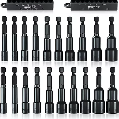 Magnetic Power Nut Driver Set For Impact Drill SAE And Metric 1/4” Hex 20Pcs  • $33.99