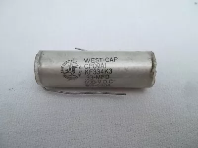 .33uF 600V WEST-CAP VITAMIN Q STYLE NOS CAPACITOR .33 MF 600 VOLT • $14.99