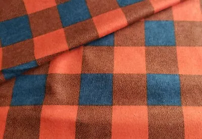 100% Brushed Cotton Fabric Buffalo Check Print Tartan Flannel Winceyette 150wide • £0.99