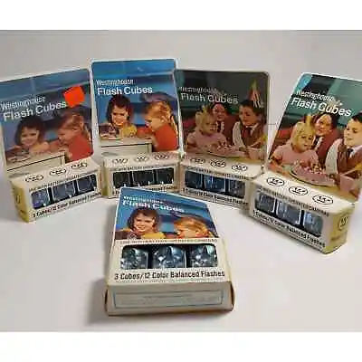 $38.95 • Buy Vintage Flash Cubes Lot Westinghouse 5 Boxes 15 Flashcubes 60 Flashes