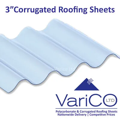Corrugated PVC Roofing Sheets 3inch Profile 0.8mm | 1.1mm | 1.3mm Thick Plastic • £42.36
