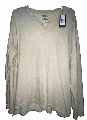 Cremieux Men Premium Denim Long Sleeve V Neck TShirt  Top XL NWT Irish Cream • $15