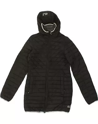 JACK WOLFSKIN Womens Hooded Padded Coat UK 14 Medium Black Polyester AC78 • £26