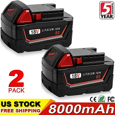 2pack For Milwaukee 18V Lithium-ion 8.0AH Extended Capacity Battery 48-11-1860 • $49.98