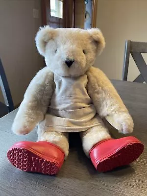 Vintage The Vermont Teddy Bear Company 1992 17  Jointed Beige Plush Red Shoes • $16