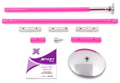 $439.99 • Buy XPole X-PERT Pro 45mm PX Spinning Static Dance Exercise X Pole Set Silicone Pink