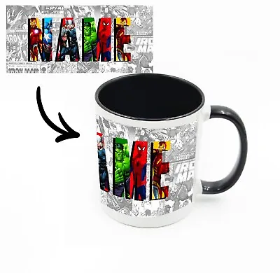 Personalised Any Name Marvel Superhero Mug Novelty Birthday / Christmas Gift • £9.99