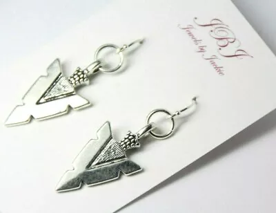 Arrowhead Charm Earrings Tribal Arrow .925 Sterling Silver Pewter Charms • $7.24