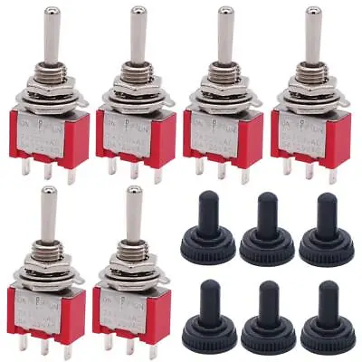 Twidec/6Pcs Mini Momentary Toggle Switch SPDT 3 Position 3 Pins (0N)-Off-(ON)... • $15.32