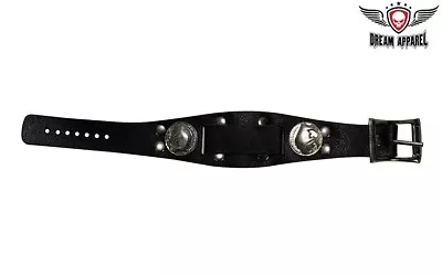 Black Leather Motorcycle Touring & Fashion Watchband With Buffalo Head Nickels • $19.99