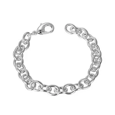 925 Sterling Silver Bracelet Chain Link Chunky Charm 8  UK Seller • $5.16