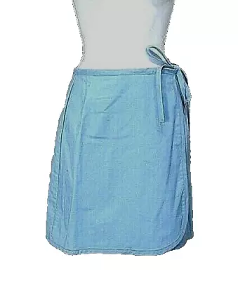 70s Wrap Mini Skirt Deadstock Pale Blue Poly/cotton Vintage Clothing Bottoms S • $41.01