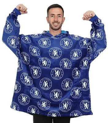 Chelsea Football Club Men's Fully Lined Luxury Fleece Oversized Hoodie Blue W23 • £29.99
