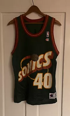 Shawn Kemp Vintage Seattle Supersonics Jersey Champion Tag Made In USASize 40 • $0.99