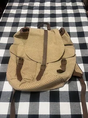 Mossimo Brown Polka Dots External Pockets Drawstring Backpack Nice • $13