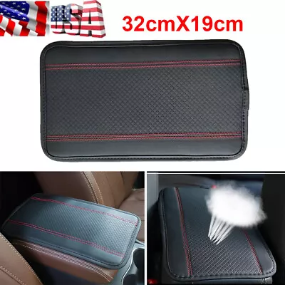 Car Center Console Pad PU Leather Auto Armrest Cover Cushion Protector Red Black • $14.18