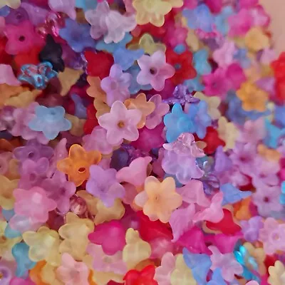 £2.59 • Buy 100 Mini Lucite Multicolour Frosted/Clear Daisy Flower Beads Jewellery, Craft 13
