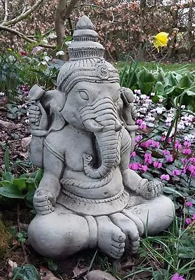 £30 • Buy Stone Garden Meditating Ganesh Elephant God Praying Buddha Statue Ornament🙏