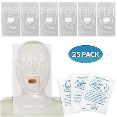 25 Pack CPR Face Shield Mask Emergency First Aid Resuscitation Mouth To Mouth • £11.99