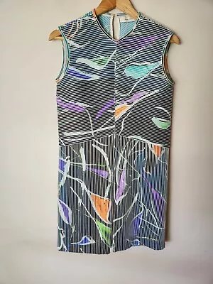 $23.96 • Buy Scanlan Theodore Shift Dress Size 6 Blue Sleeveless V-Neck