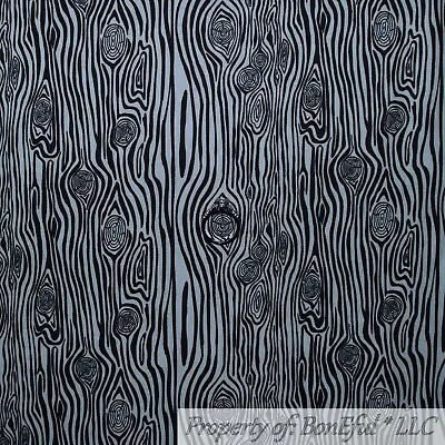 BonEful FABRIC FQ Cotton Quilt VTG Black White B&W Wood Grain Stripe Forest Tree • £4.55