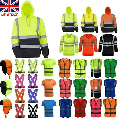 - Men Hi Vis Viz Work Jacket Top High Visibility Safety Reflective Outwear Coat↑ • £11.83