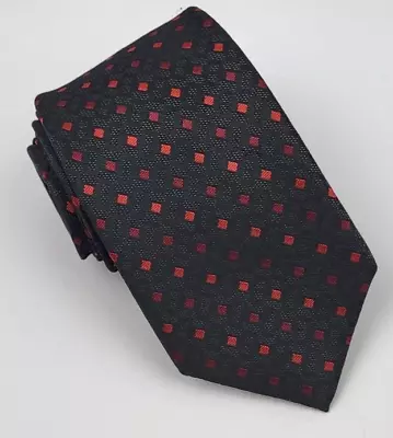 Little Black Tie Polyester Black Red Geometric Men Necktie Skinny 56.5 X 2.75 • $9.74