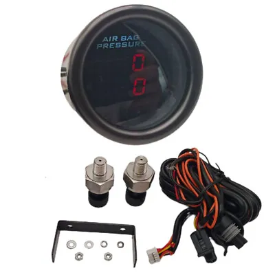 52mm 2  Dual LED Display Air Pressure Gauge PSI Suspension Meter Electrical Red • $64.50