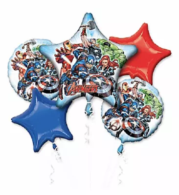 Avengers Balloon Bouquet 5pc Marvel Hero Boy Birthday Party Accessories • $7.98