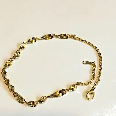 Vintage Gold Tone 10  Twisted Chain Ankle Bracelet Sring Ring Clasp • $8