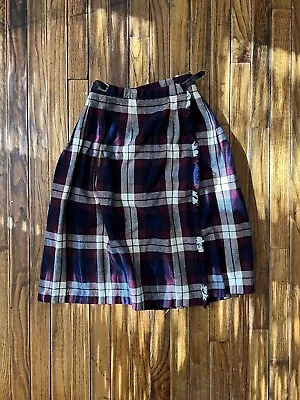 Laird-Portch Scotland VTG Pleated Skirt Kilt Tartan Plaid Wool 25” US Size 10 • $32.39