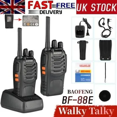 2X Walkie Talkie Walky Talky Ear Piece USB 4KM Long Range Two-Way HAM Radio UK • £18.85