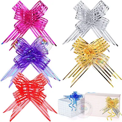 £8.49 • Buy 50mm Large Bow Organza Ribbon 20 Pull Bows Wedding Party Decor Gift Wrapping UK