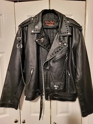 Leather Battle Jacket Punk Goth Metal Misfits Memento Mori • $225