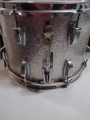 Vintage Ludwig Chicago USA Marching Snare 10 X14  Silver Sparkle Complete Nice • $200