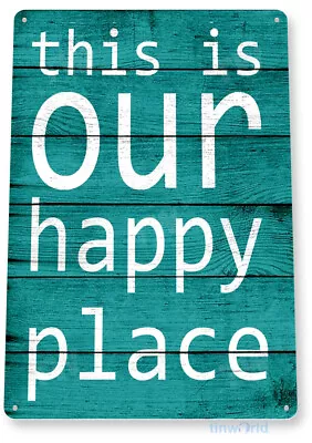 $9.75 • Buy Happy Place Kitchen Beach Cottage Farm Rustic Metal Decor Tin Sign B823