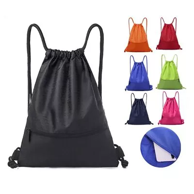 Drawstring Backpack Bag School Sports Gym Swimming Dance Sack String Rucksack • $14.25