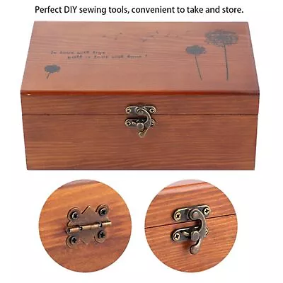 Household Vintage Wooden Sewing Box Needle Thread Storage Case DIY Sewing Too HO • $25.55