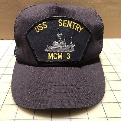 Vintage USS SENTRY MCM-3 Snapback Hat U.S NAVY Patch Cap Naval Ship • $15