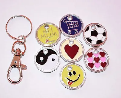 2 X COIN TOKEN KEYRING £1 POUND SHOPPING TROLLEY LOCKER SHOPPING TROLLEY KEYRING • £2.89