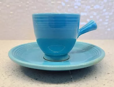 Vintage Fiestaware Turquoise Demitasse Cup & Saucer Excellent  • $40
