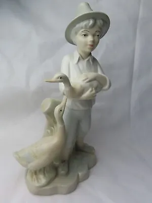 Miquel Requena Large 28cm Beautiful Porcelanas  Valencia Spain Boy With Geese • £16.99
