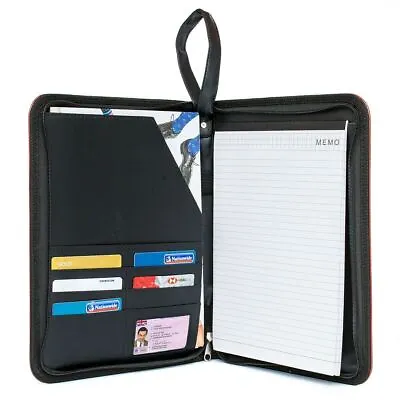A4 Zipped Conference Folder Business Faux Leather Document Case Bag Portfolio • £9.99
